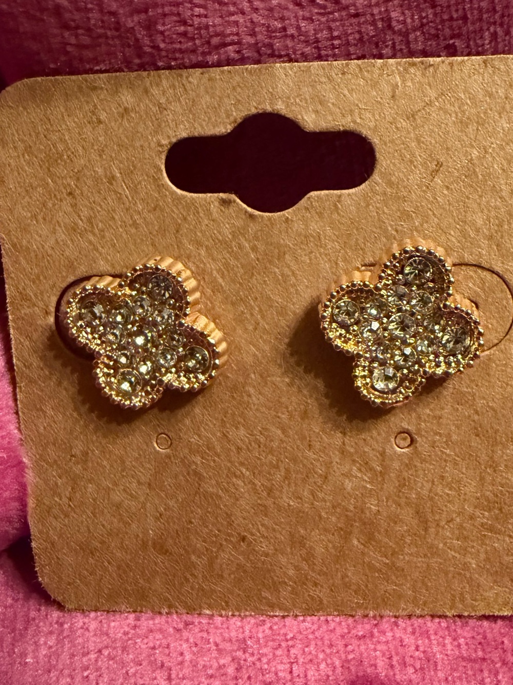 Gold Crystal Floral Cluster Stud Earrings - Women Jewelry